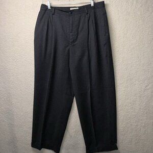 VTG L.L. Bean Dress pants Womens 16 Wool Pleated Cuffed  USA Dark Grey Charcoal